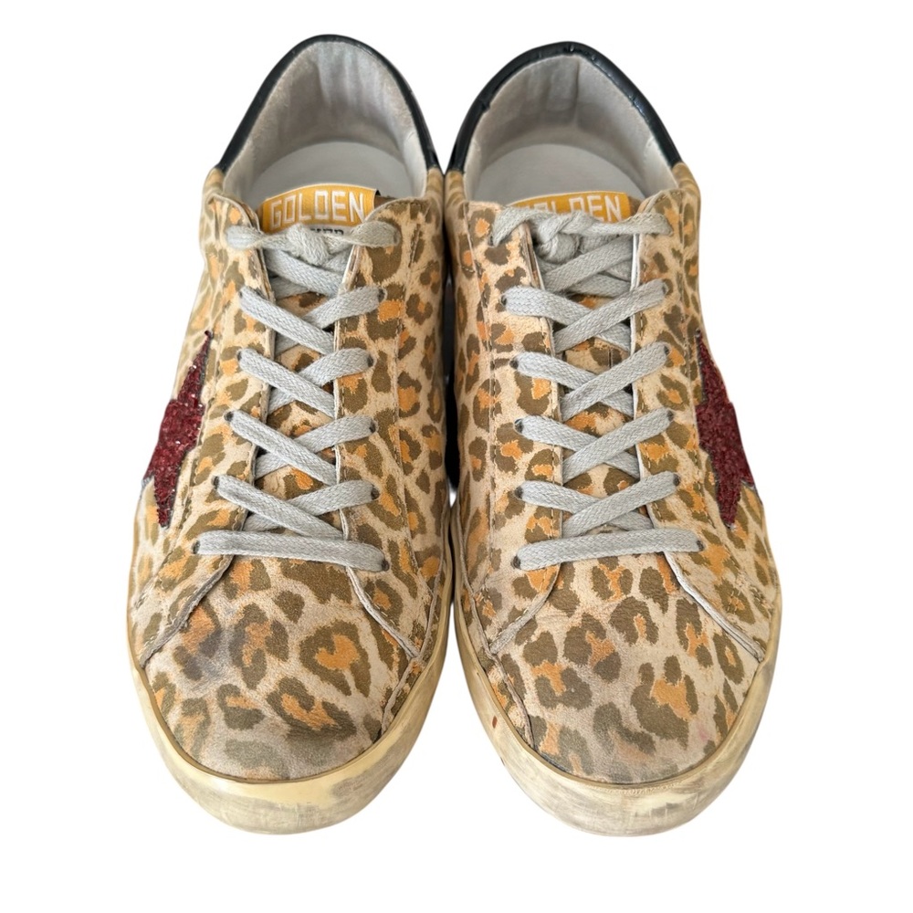 Golden Goose Super Star Glitter Leopard Print Leather Sneakers - Picture 10 of 17